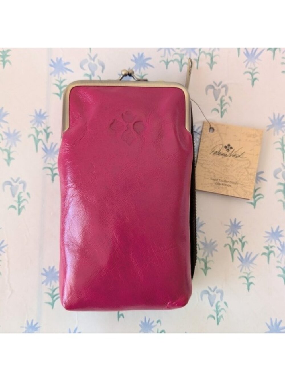 Patricia Nash Pertina Frame Crossbody Bag NEW Fuchsia Pink Leather Wallet Boho
